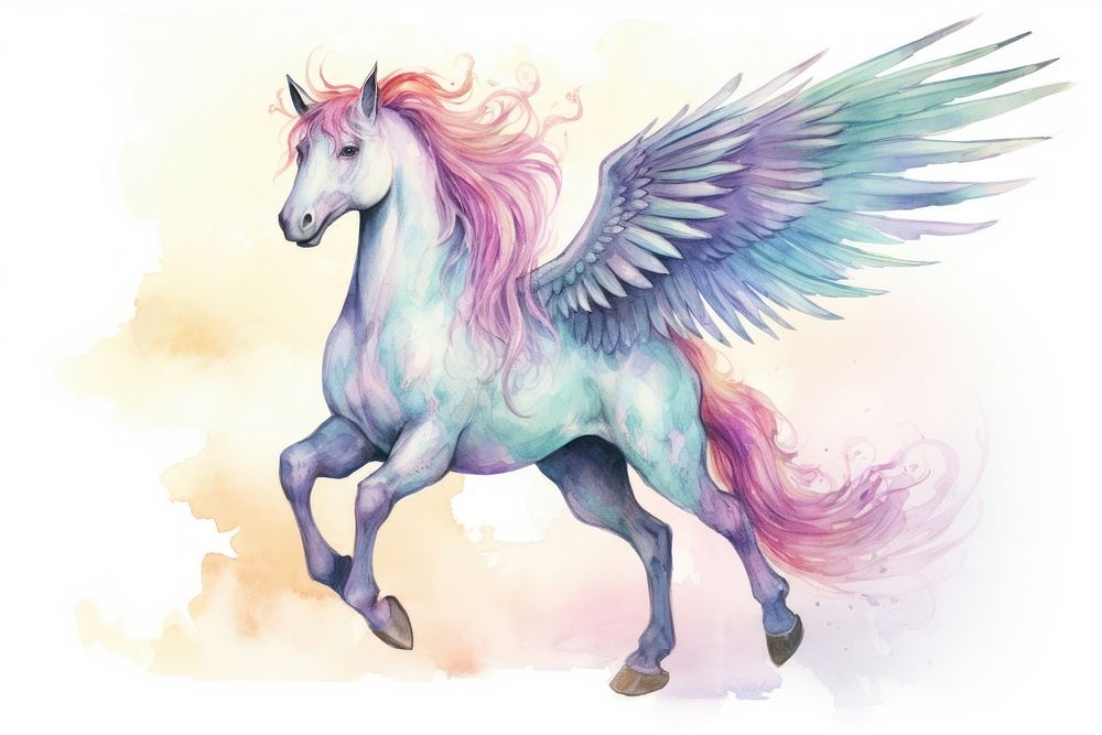 Illustration of unicorn with wing art animal mammal.