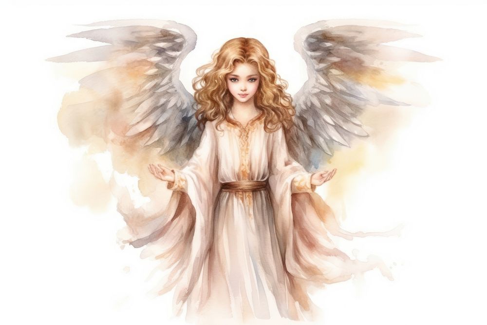 Illustration of angel archangel female person.