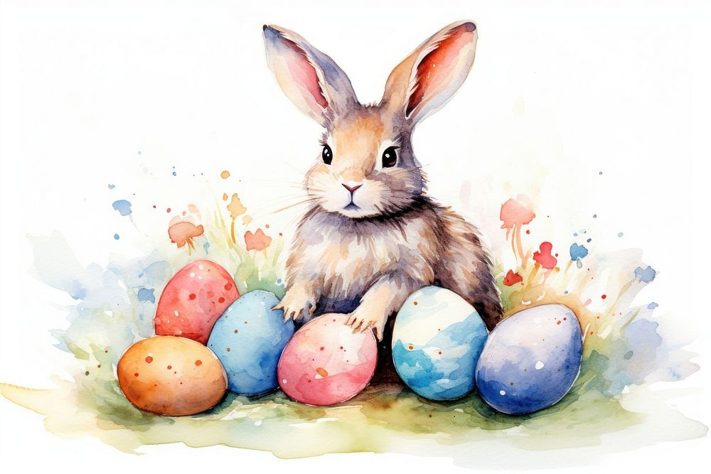 Easter bunny with eggs animal mammal rabbit.