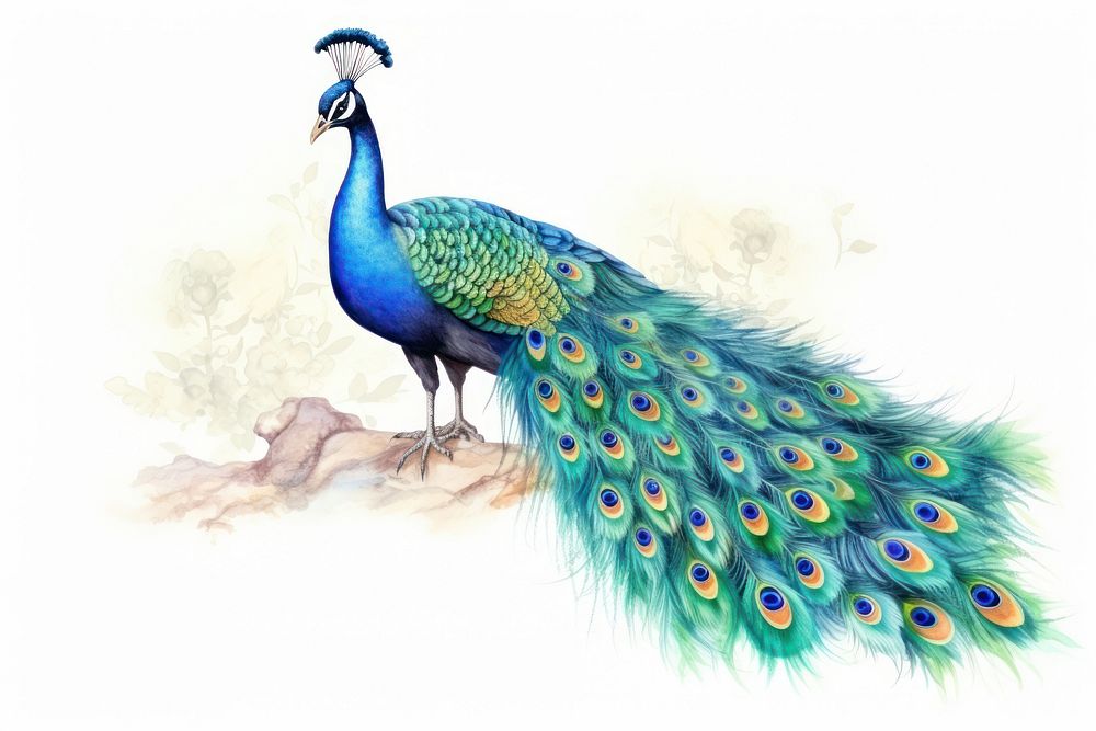Illustration of peacock bird animal.