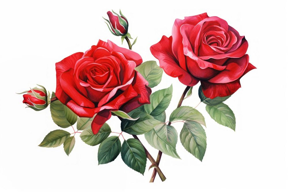 Illustration of red roses art blossom flower.