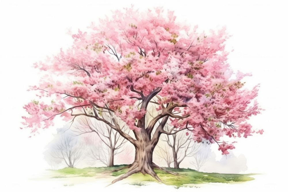 Illustration of spring tree art painting blossom.