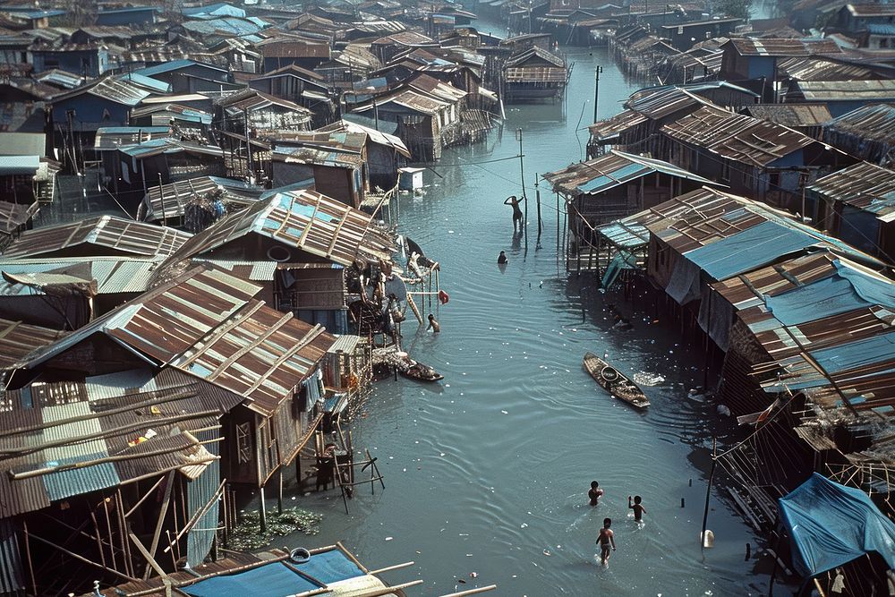 Slums water transportation outdoors.