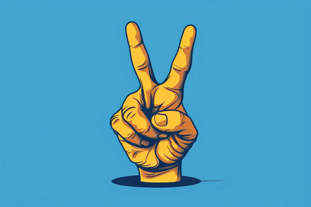Peace sign finger person tattoo.