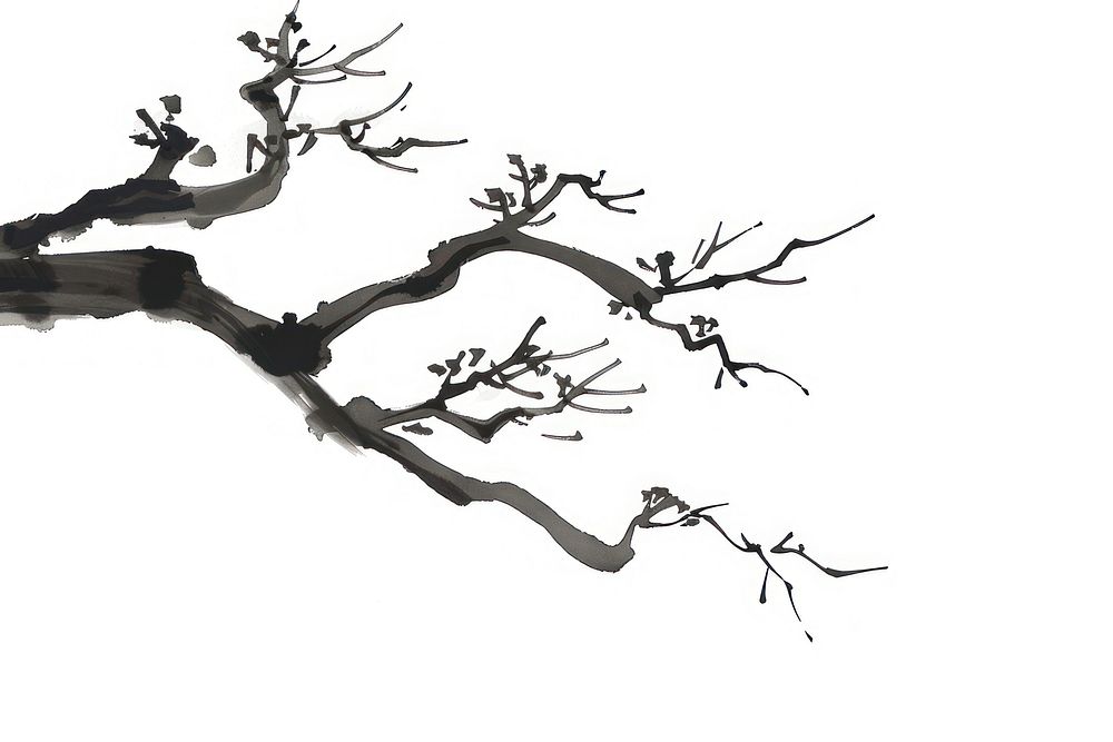 Branch Japanese minimal art illustrated silhouette.