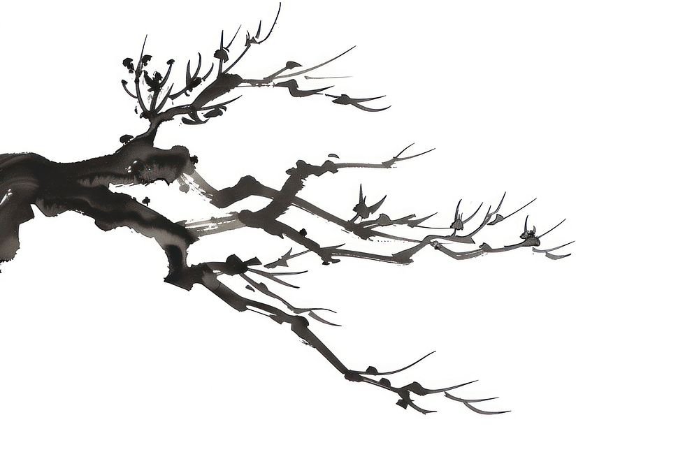 Branch Japanese minimal art illustrated silhouette.
