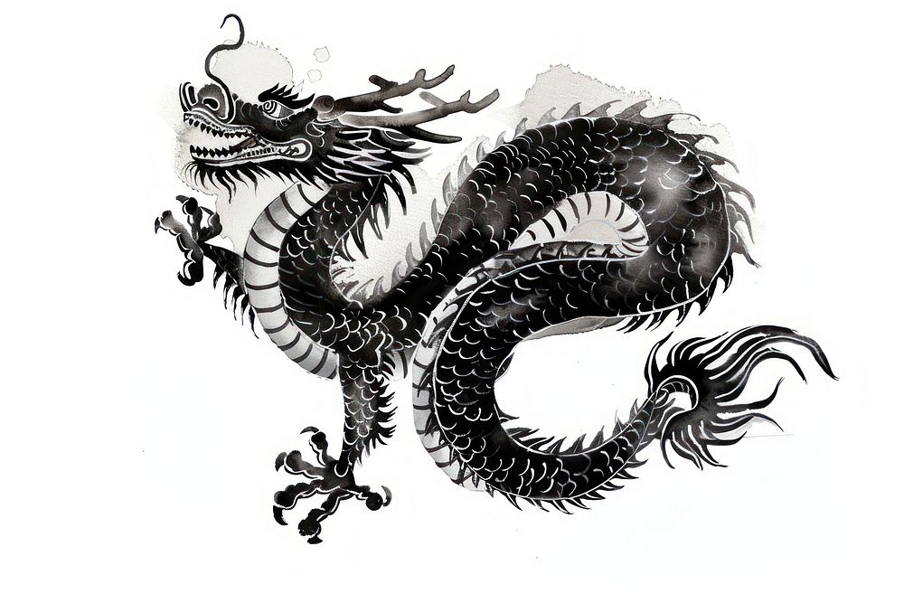 Chinese dragon Japanese minimal reptile animal snake.