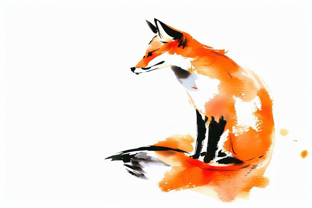 Orange fox Japanese minimal wildlife bonfire animal.