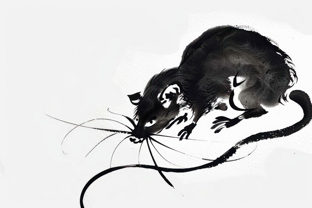 Rat Japanese minimal art rat illustrated.