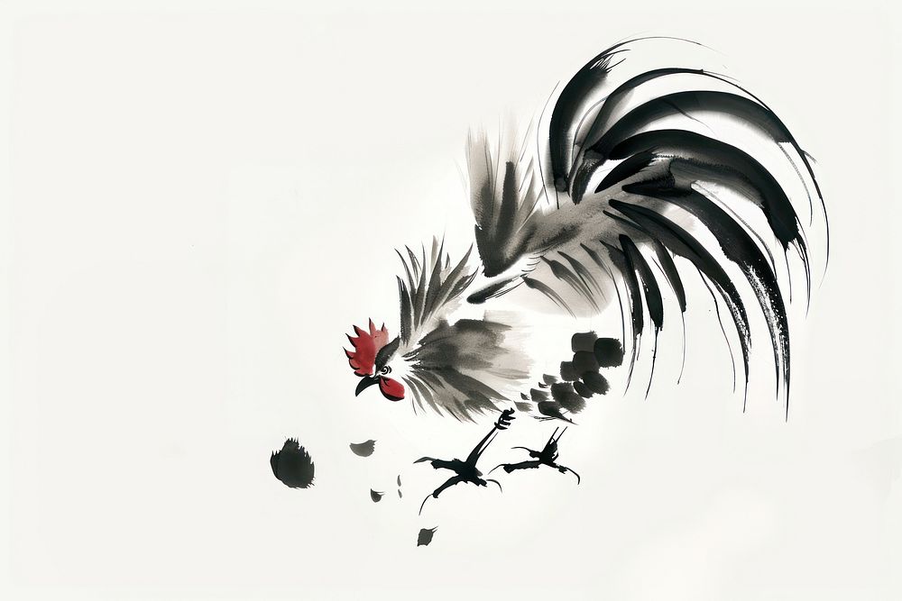 Rooster Japanese minimal rooster chicken poultry.