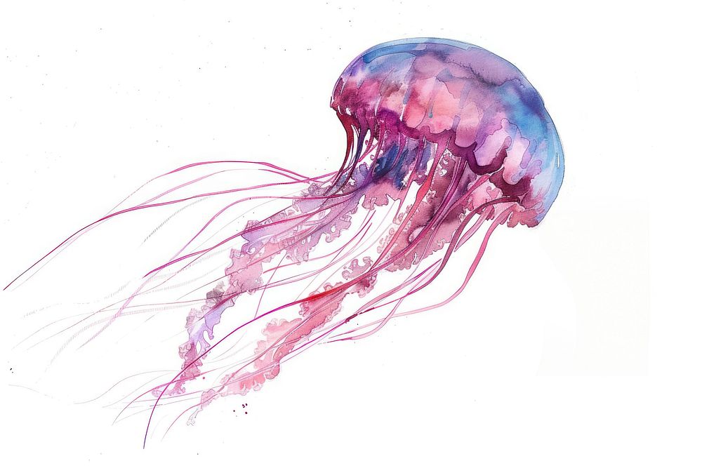 Jellyfish watercolor invertebrate animal insect.