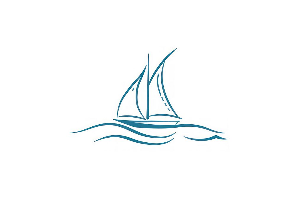 Simple Sailboat dhow boat ship ocean logo art.