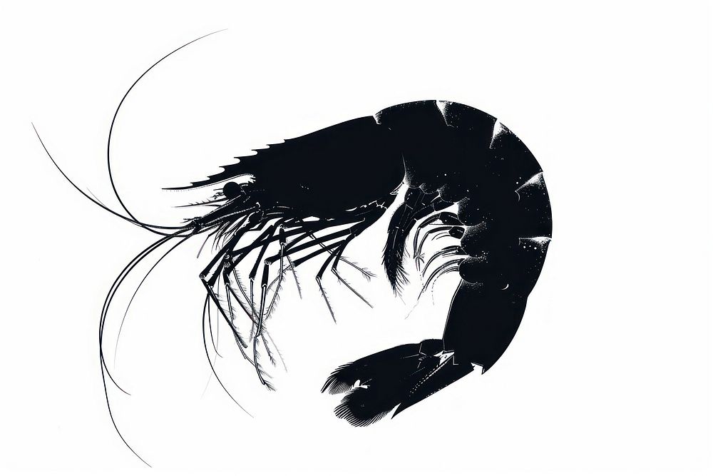 Shrimp silhouette invertebrate illustrated seafood.