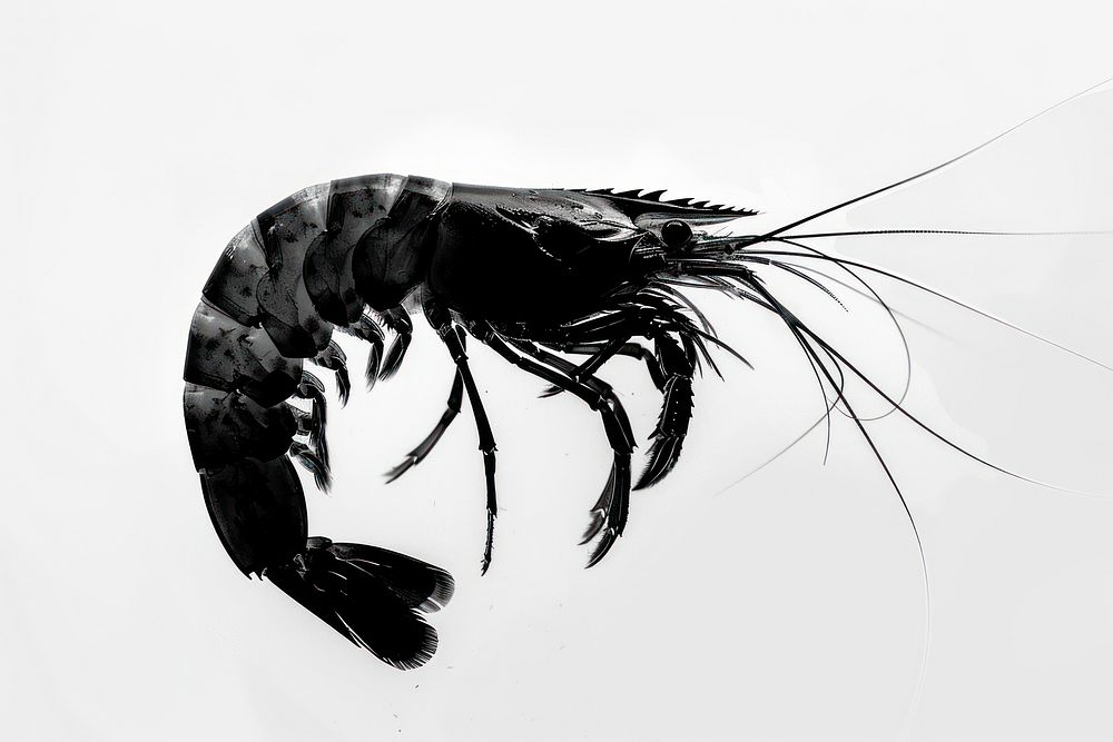 Shrimp silhouette invertebrate seafood animal.