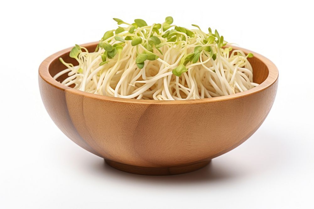 Bean sprout in a wooden bowl vegetable produce plant.