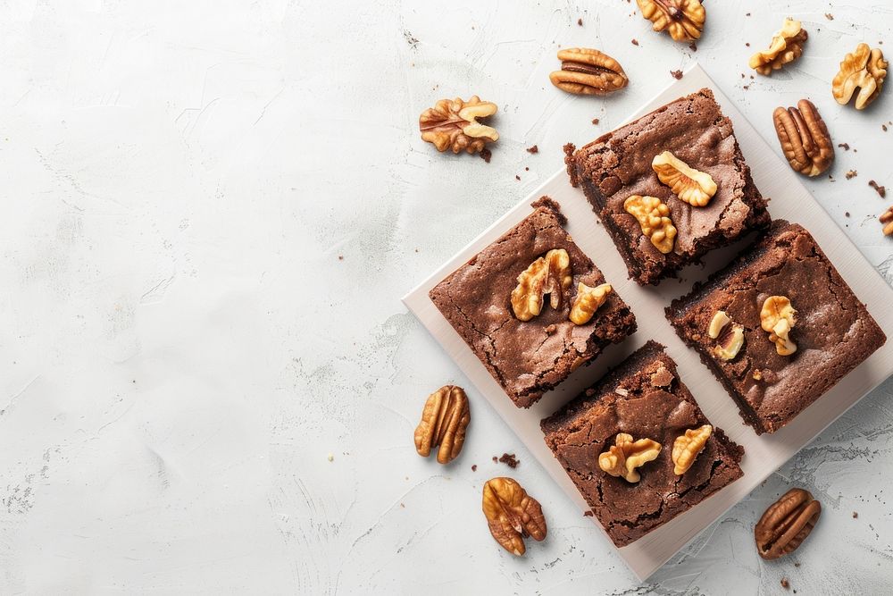 Chocolate brownie squares chocolate food nut.