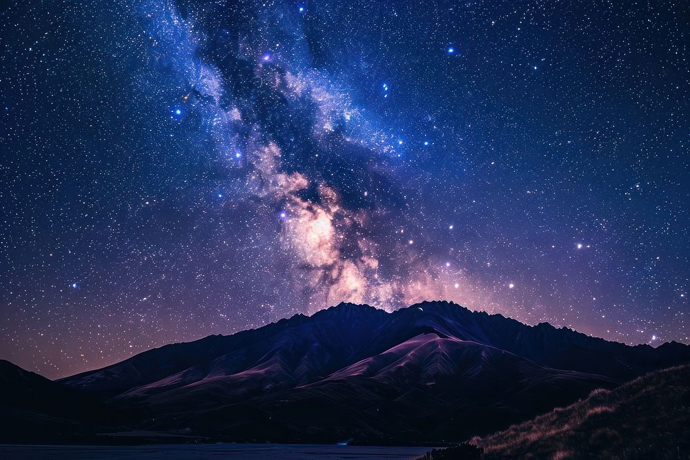 Milky Way over the mountain peaks astronomy milky way outdoors.