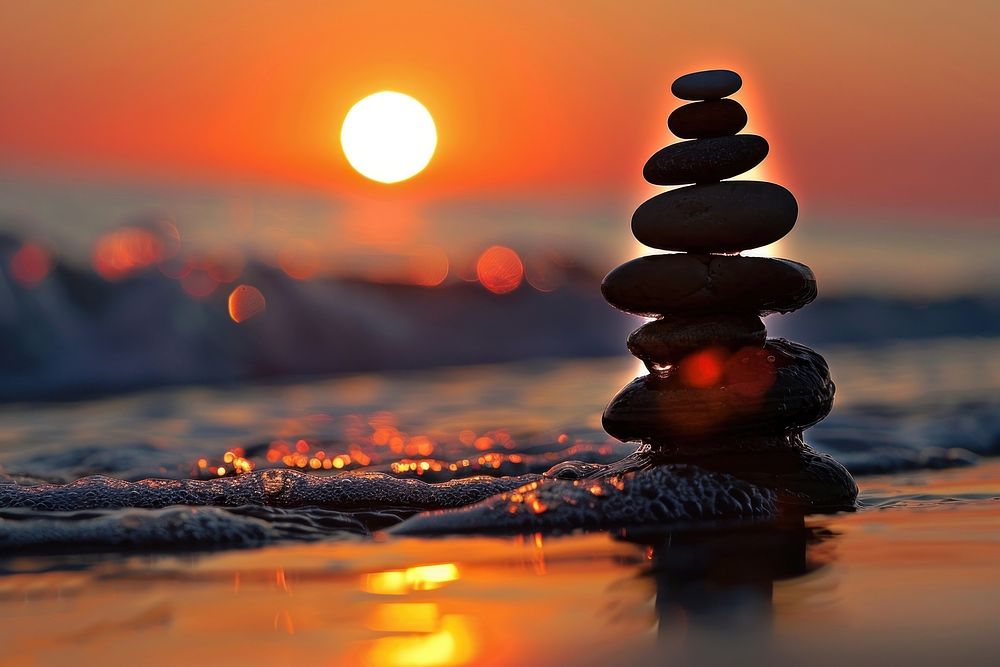 Perfect balance of stack of pebbles astronomy outdoors nature.
