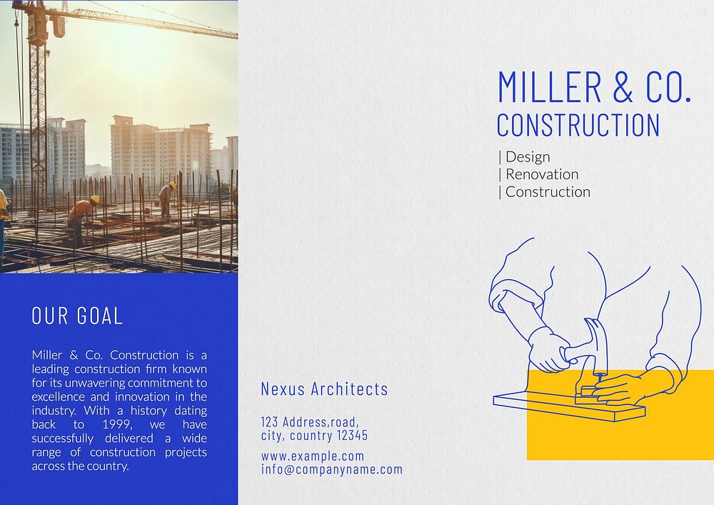 Construction company brochure template, editable design