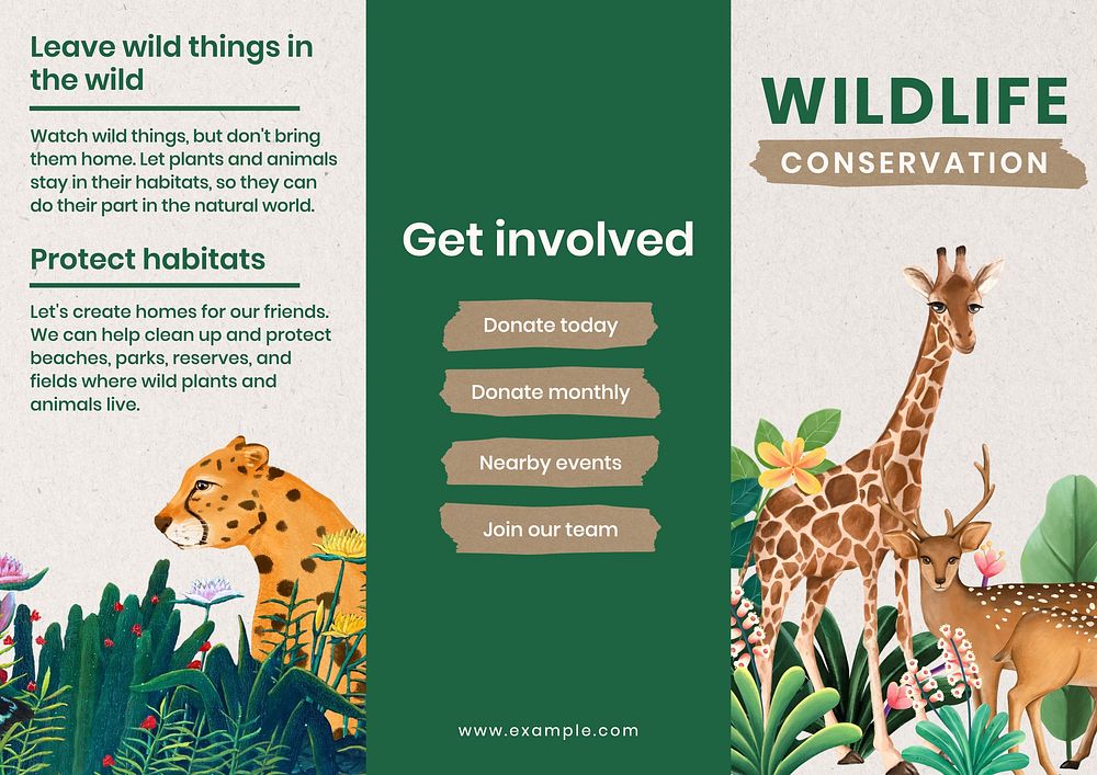 Wildlife conservation brochure template  design