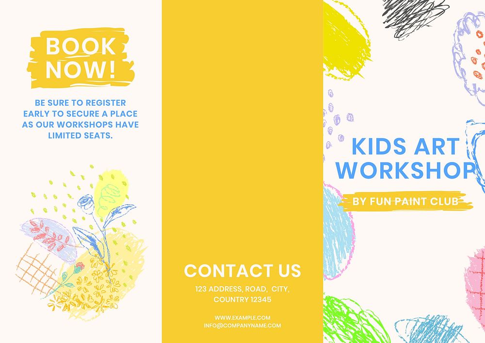Kids art workshop brochure template, editable design