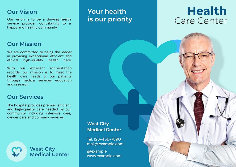 Health center brochure template, editable design