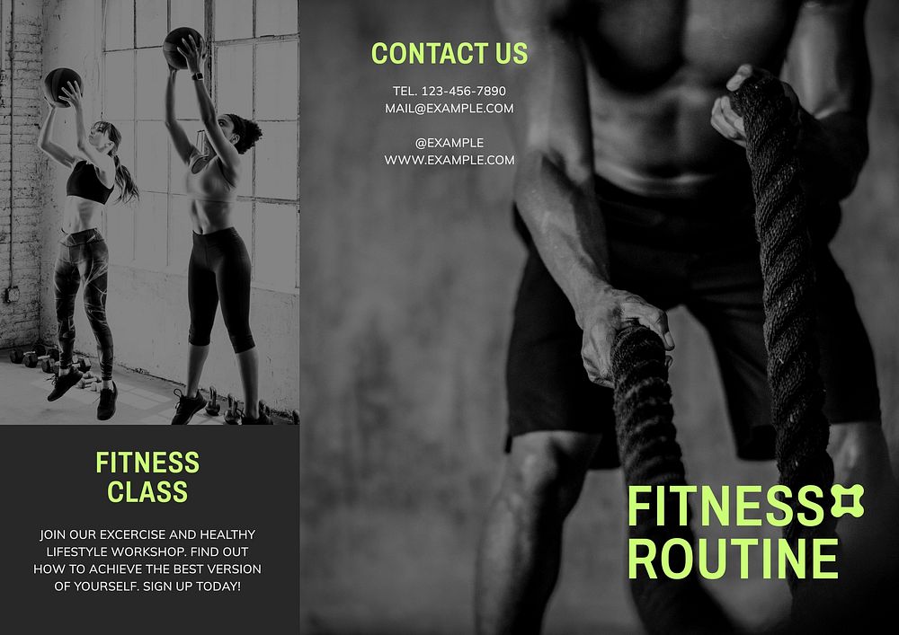 Fitness routine brochure template, editable design