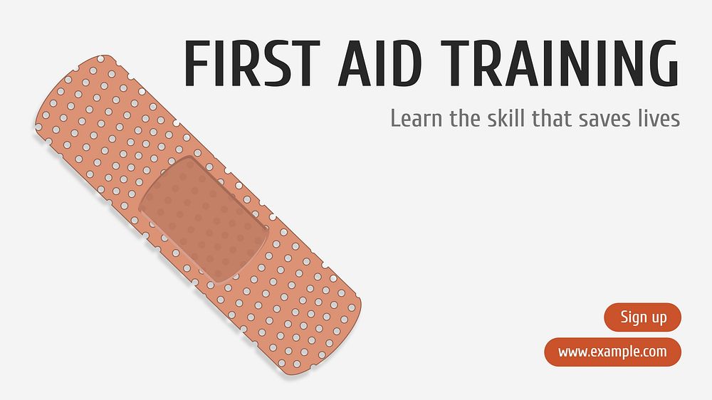 First aid training  blog banner template, editable text