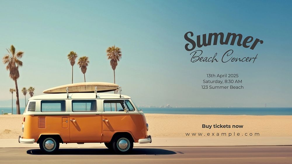 Summer beach concert blog banner template