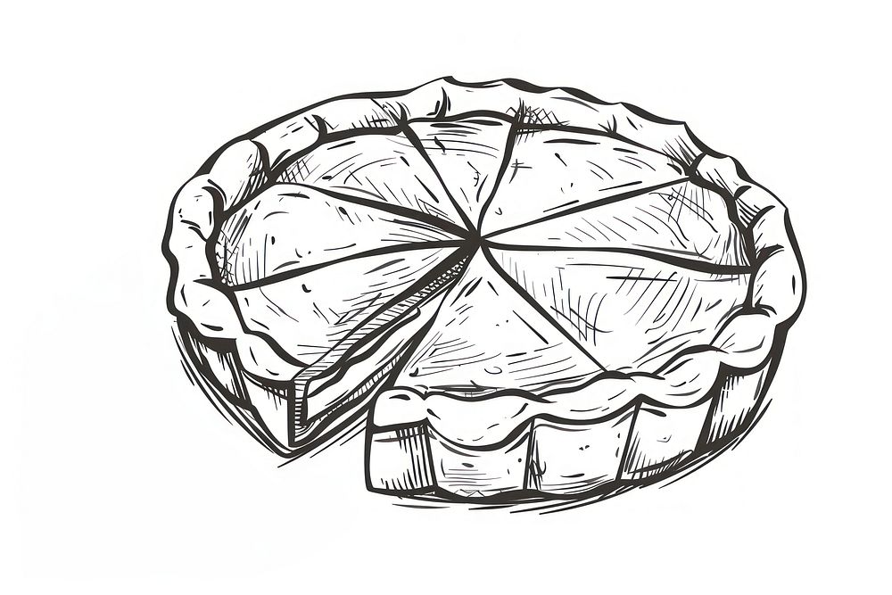 Minimalist symmetrical pie illustrated drawing sketch.