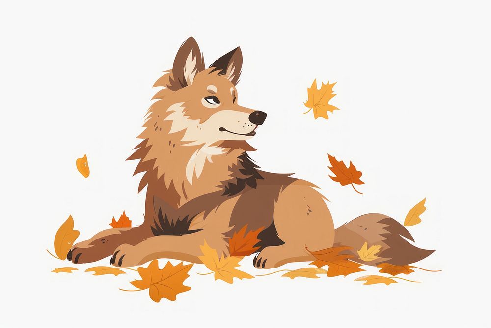 Wolf in fall leaf animal canine mammal.