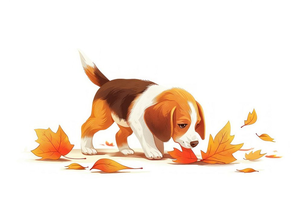 Dog playing in fall leaf animal canine mammal.