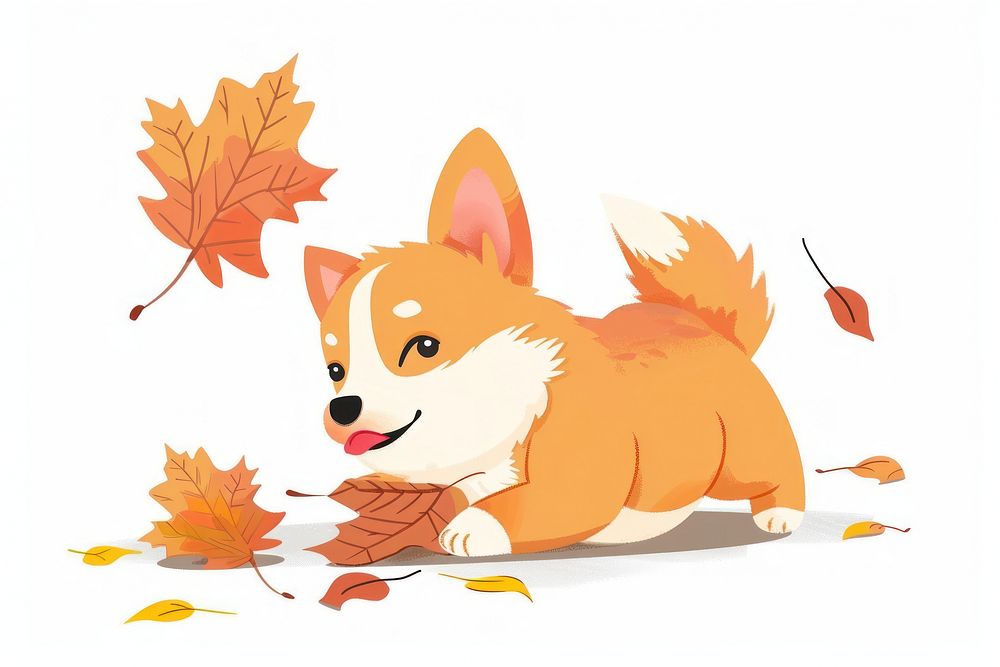 Dog playing in fall leaf animal canine mammal.
