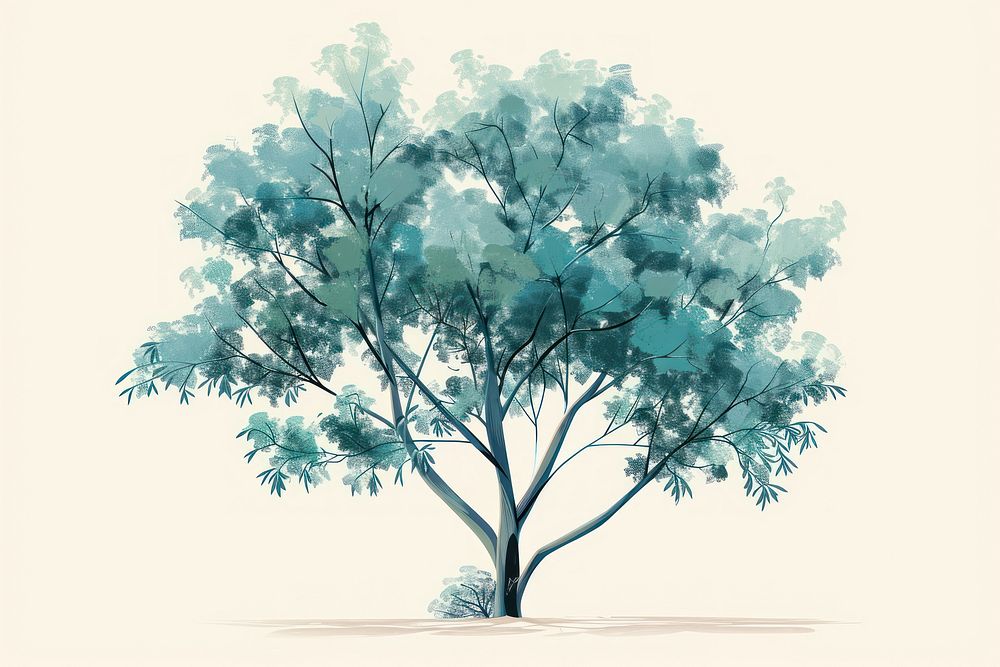 Eucalyptus tree illustrated painting outdoors.