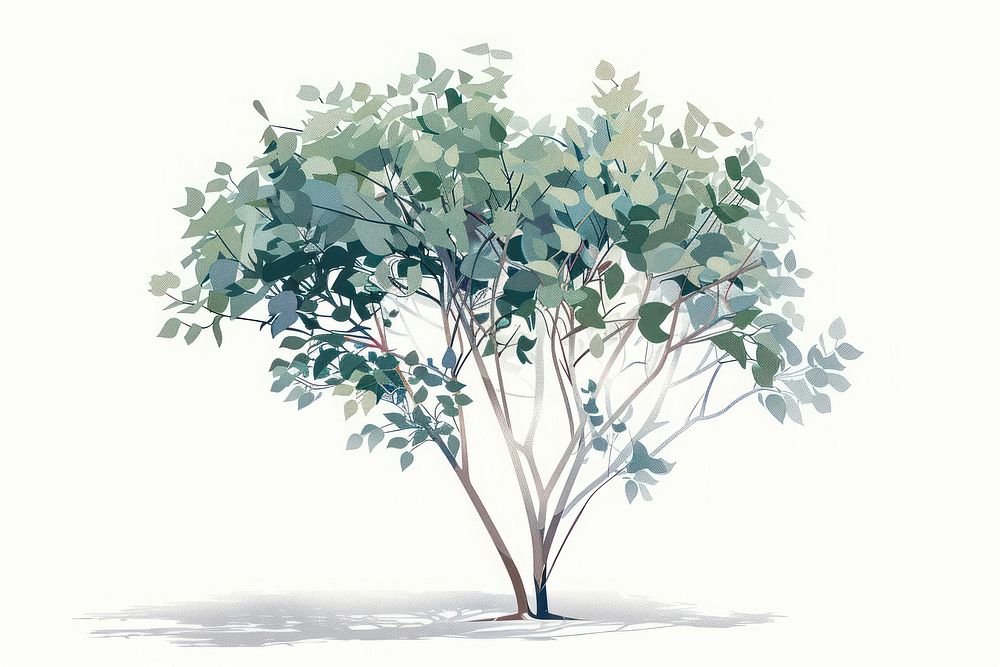Eucalyptus tree illustrated painting drawing.