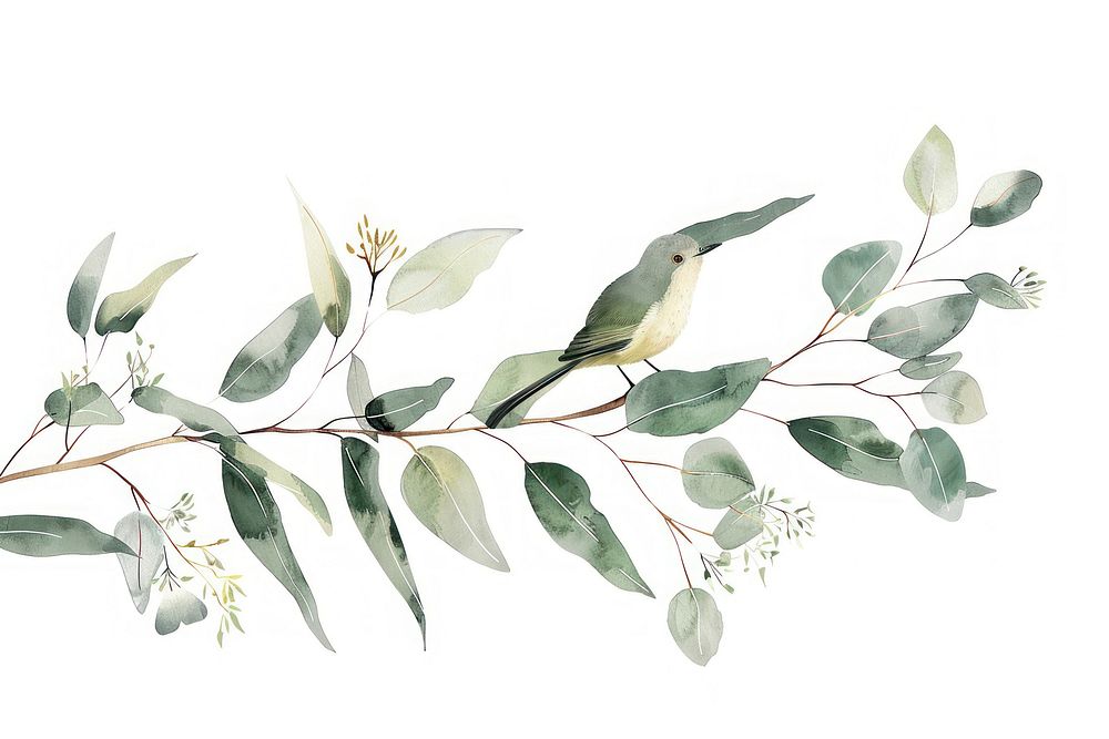 Eucalyptus with bird animal plant leaf.