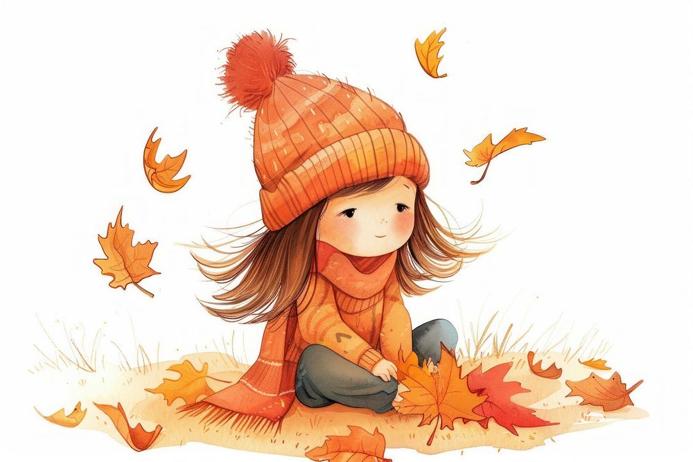 Girl playing in fall leaf person plant human.