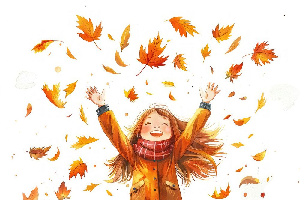 Girl throwing fall leaves in the air photography clothing portrait.
