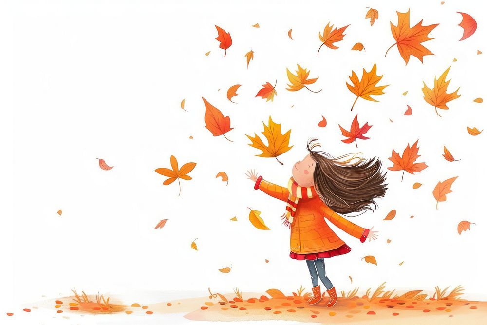 Girl throwing fall leaves in the air photography portrait female.