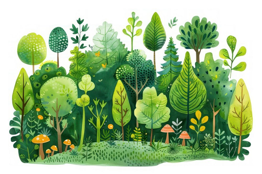 Green environment drawing illustrated vegetation.