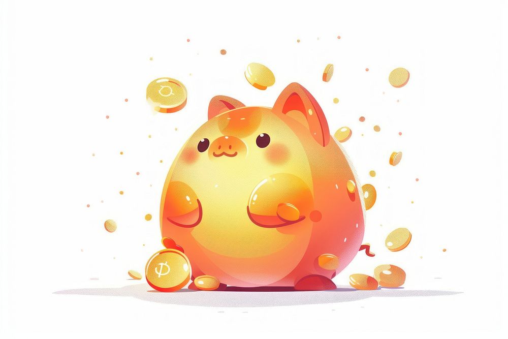 Overflowing coins inside piggy bank.
