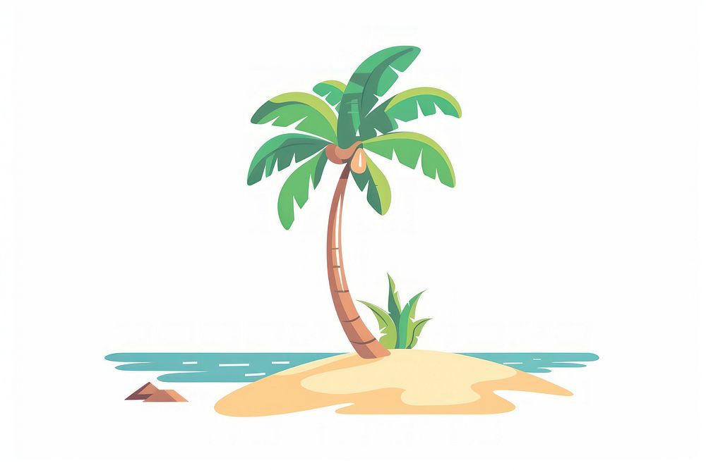 Palm tree on island arecaceae shoreline outdoors.