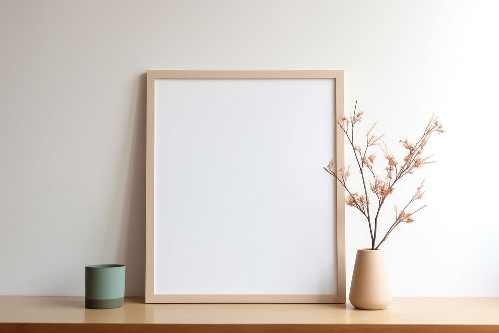 Minimal picture frame in japanese style blossom flower plant.