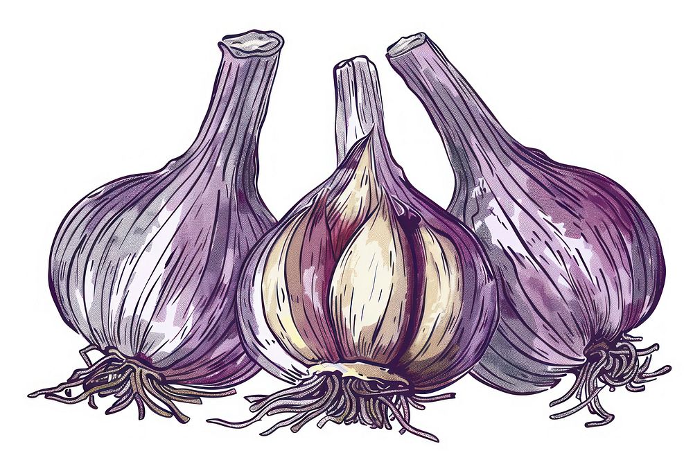 A vector graphic of garlic vegetable produce animal.