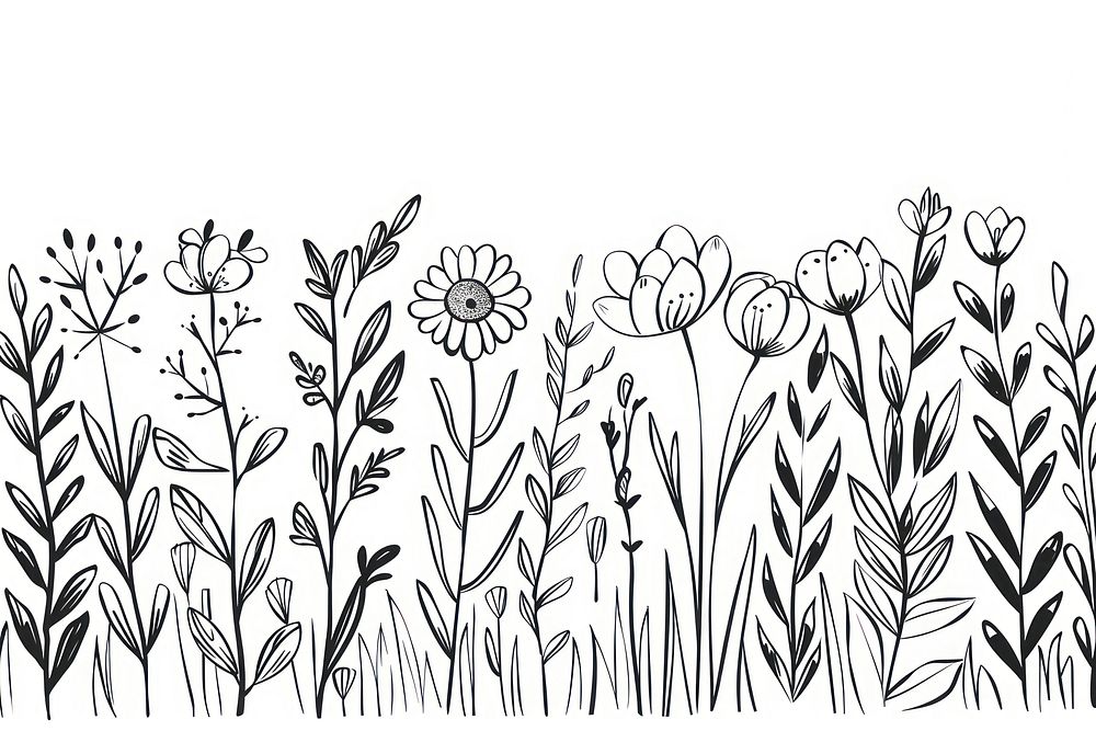 Cute botanical doodle illustrated graphics pattern.