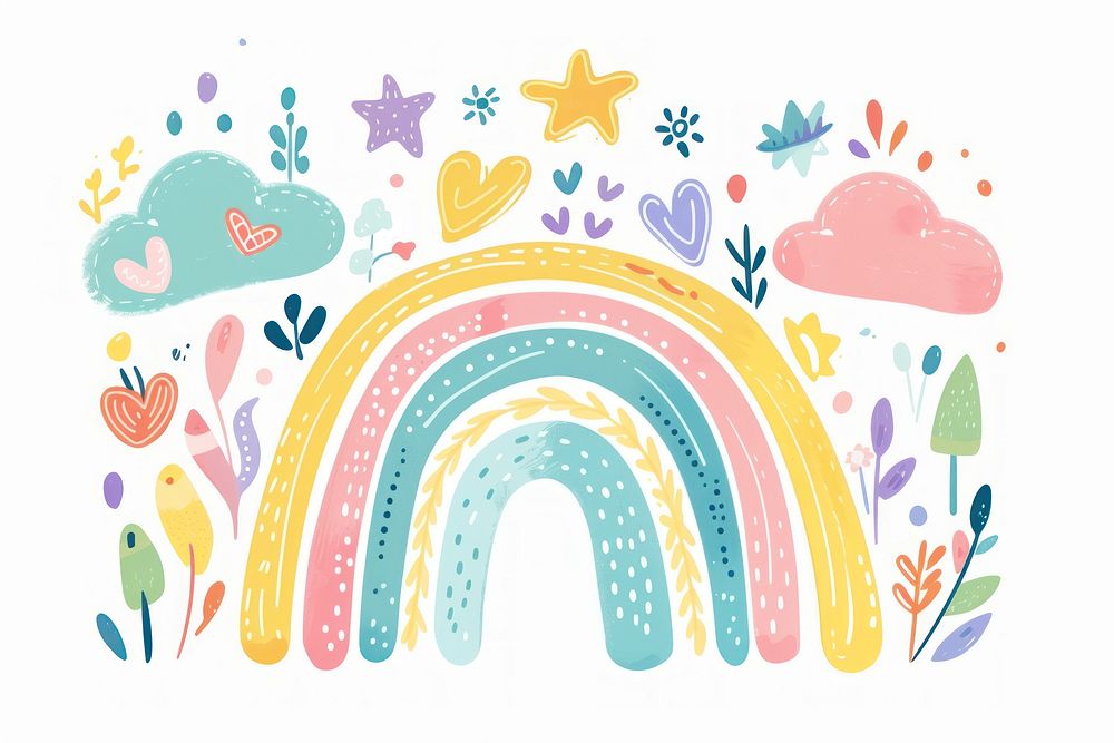 Rainbow doodle outdoors pattern jacuzzi.