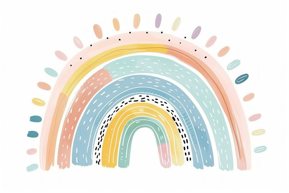 Rainbow doodle illustrated drawing pattern.