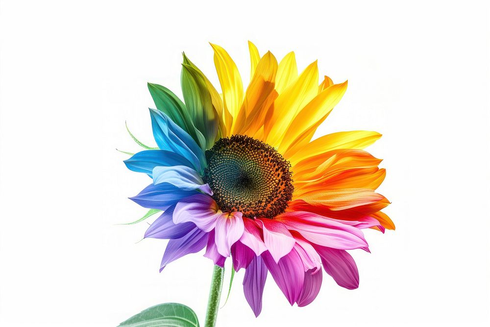 Colorful rainbow sunflower asteraceae blossom plant.