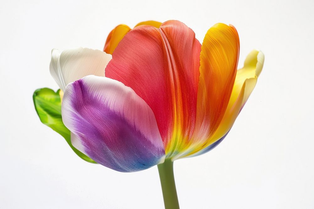 Colorful rainbow tulip flower blossom plant.