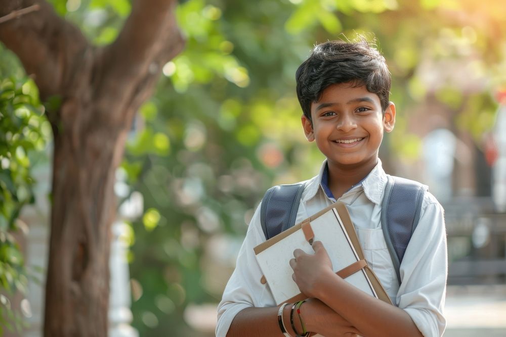 Young indian boy student happy smile.